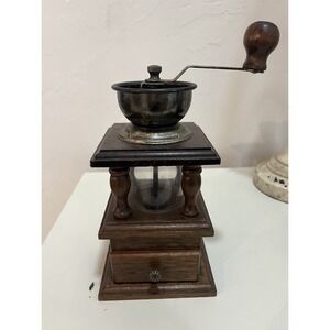 RARE GAILSTYN‎ SUTTON Coffee Grinder Wood Metal and Glass Taiwan Vintage